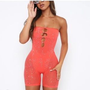 White Fox Body to Body Playsuit in Red Flame